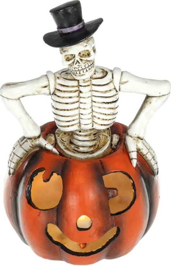 LED Decorazione HALLOWEEN LED/2xLR44/bianco caldo scheletro in una zucca resina