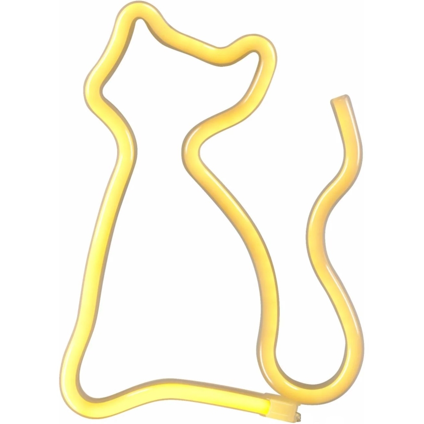 LED Decorazione murale al neon CAT LED/3W/3xAA USB giallo