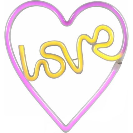 LED Decorazione murale al neon LOVE LED/3W/3xAA USB rosa