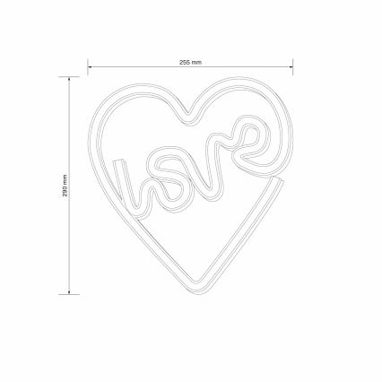 LED Decorazione murale al neon LOVE LED/3W/3xAA USB rosa
