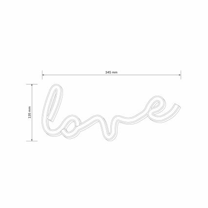 LED Decorazione murale al neon LOVE LED/3W/3xAA USB rosso