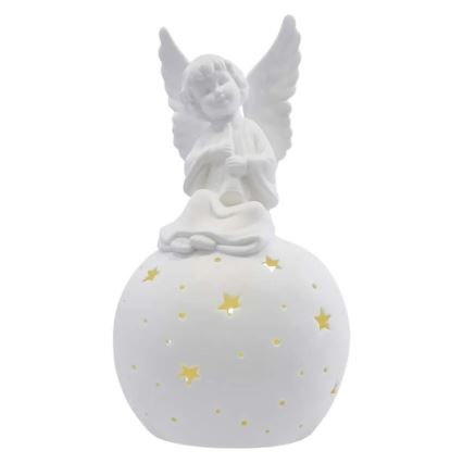 LED decorazione natalizia LED/0,4W/2xAA angelo in ceramica