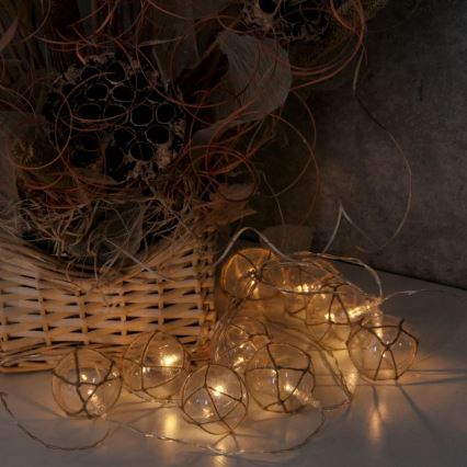 LED-Dekorationskette AHNE 10xLED/2xAA 2,1 m warmweiß