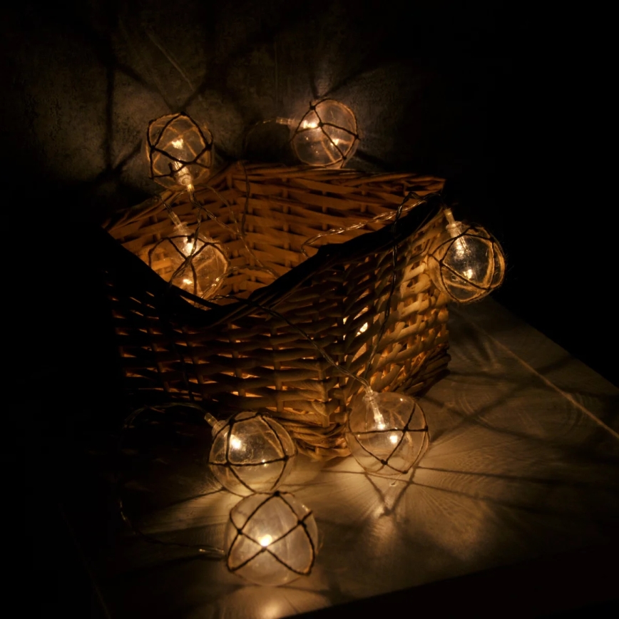 LED-Dekorationskette AHNE 10xLED/2xAA 2,1 m warmweiß