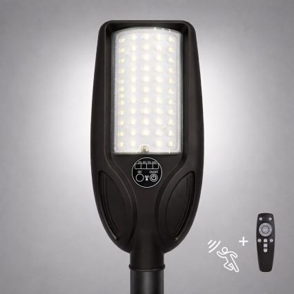 LED-dimmbare Solar-Straßenleuchte mit Sensor VENICE LED/50W/3,2V 4000 mAh IP65 schwarz + Fernbedienung