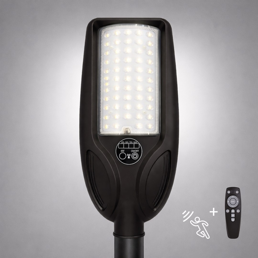 LED-dimmbare Solar-Straßenleuchte mit Sensor VENICE LED/50W/3,2V 4000 mAh IP65 schwarz + Fernbedienung