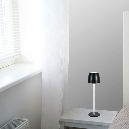 LED dimmbare, wiederaufladbare Touch-Tischlampe LED/3W/5V 3000K 1800 mAh schwarz