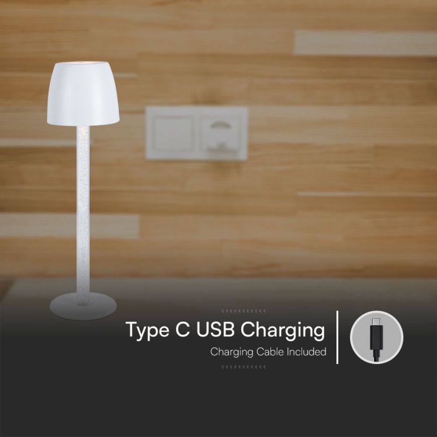 LED dimmbare, wiederaufladbare Touch-Tischlampe LED/3W/5V 3000K 1800 mAh schwarz