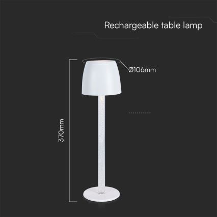 LED dimmbare, wiederaufladbare Touch-Tischlampe LED/3W/5V 3000K 1800 mAh schwarz