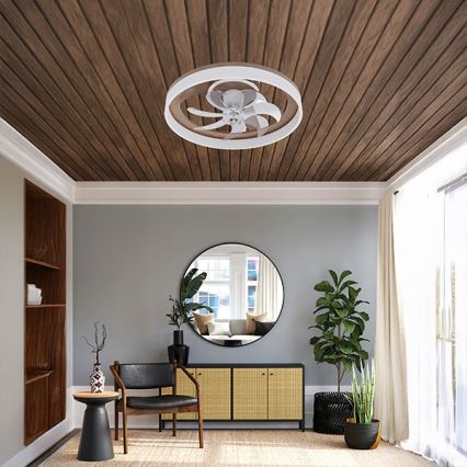 Dimmbare LED-Deckenleuchte mit Ventilator LED/40W/230V 3000-6500K pr. 50 cm braun/weiß + Fernbedienung