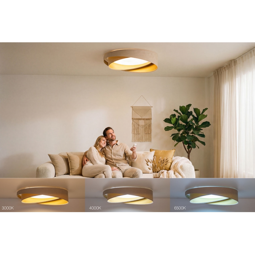Dimmbare LED-Deckenleuchte SMART GALAXY MODERN LED/24W/230V 3000-6500K Ø 55 cm beige/gold + Fernbedienung