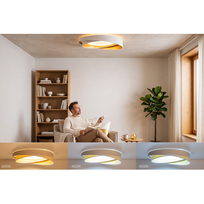 Dimmbare LED-Deckenleuchte SMART GALAXY MODERN LED/24W/230V 3000–6500K Ø 55 cm weiß/gold + Fernbedienung