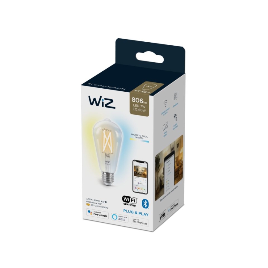 LED dimmbare Glühbirne FILAMENT ST64 E27/6,7W/230V 2700-6500K CRI 90 Wi-Fi - WiZ