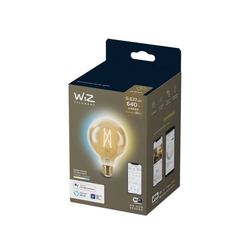 LED dimmbare Glühbirne VINTAGE FILAMENT G95 E27/6,7W/230V 2000-5000K CRI 90 Wi-Fi - WiZ