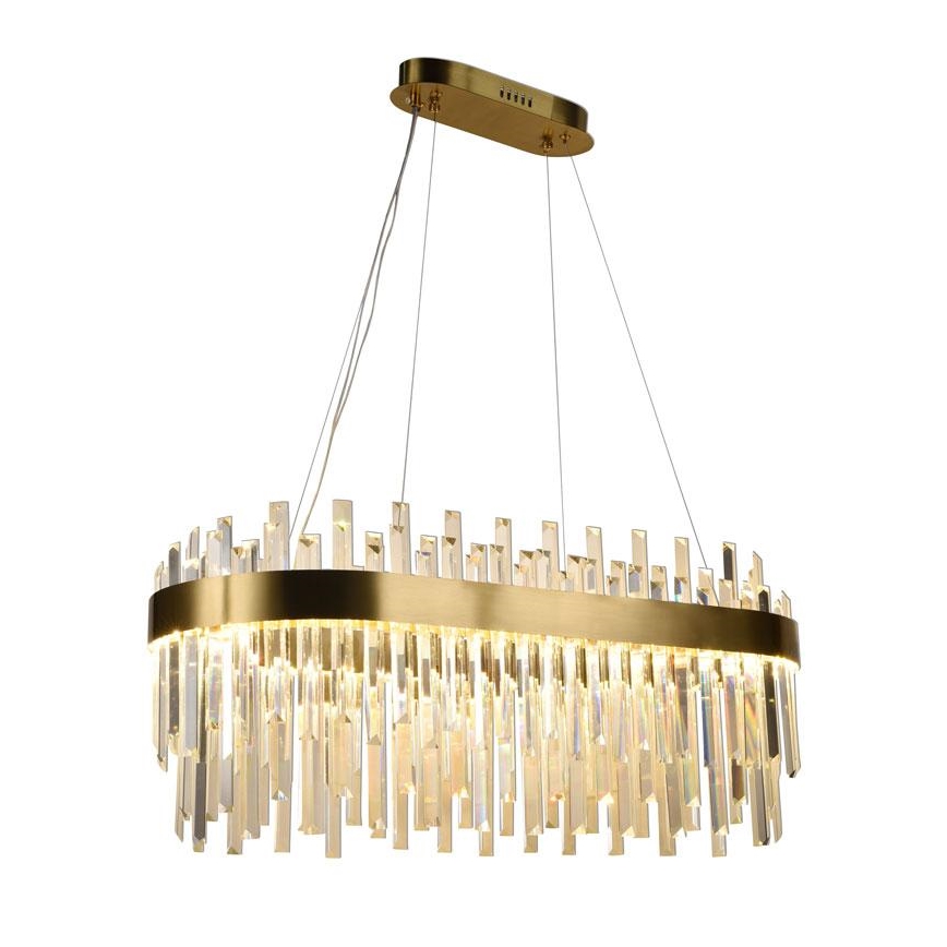 LED dimmbarer Kristall-Kronleuchter an Kabel LED/100W/230V 3000-6500K goldfarben + Fernbedienung