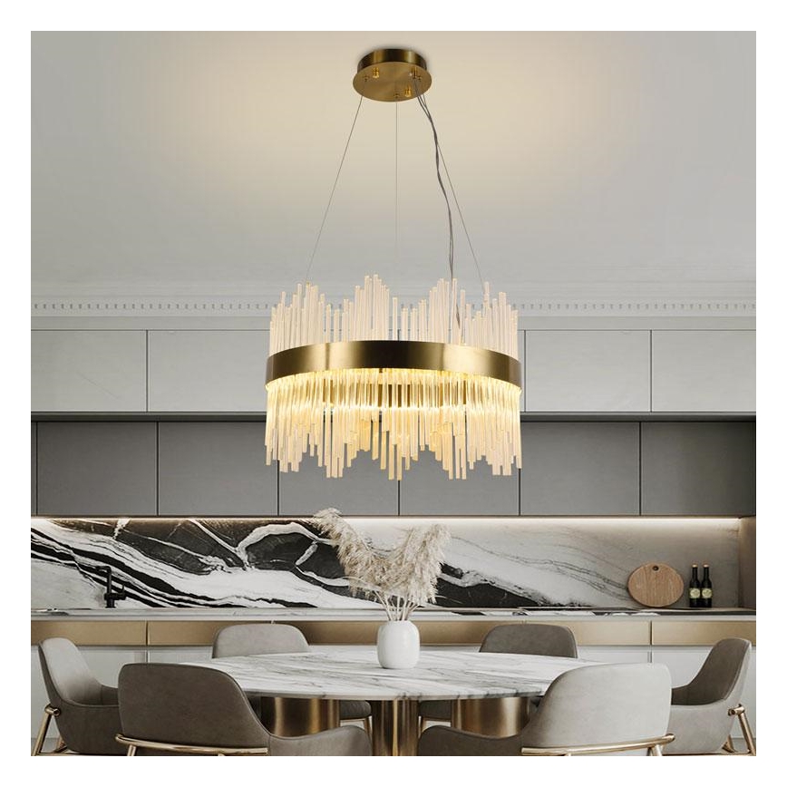 LED dimmbarer Kristall-Kronleuchter an Kabel LED/70W/230V 3000-6500K goldfarben + Fernbedienung