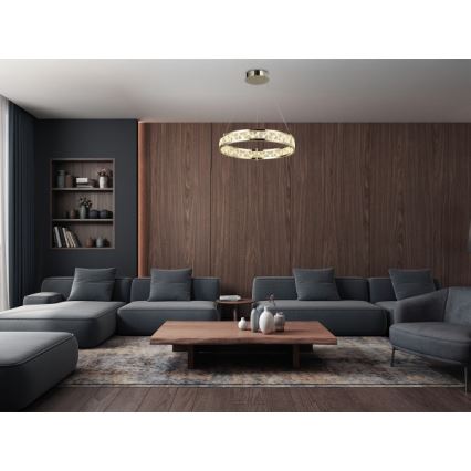 Dimmbare LED-Kristall-Pendelleuchte an Kabel ENRIQUE LED/40W//230V 3000-6000K Ø 60 cm + Fernbedienung