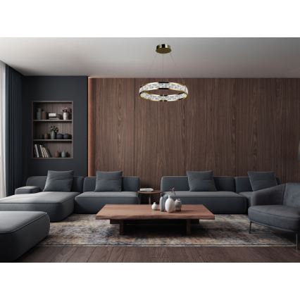 Dimmbare LED-Kristall-Pendelleuchte an Kabel ENRIQUE LED/40W//230V 3000-6000K Ø 60 cm + Fernbedienung