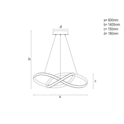 Dimmbare LED-Hängeleuchte an Stahlseil LED/85W/230V 3000-6500K Ø 60 cm + Fernbedienung