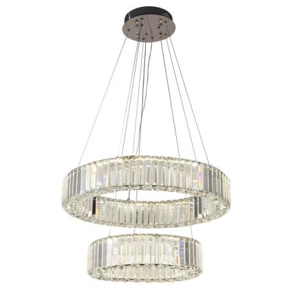 LED dimmbarer Kristall-Pendelleuchter an Seil LED/65W/230V 3000-6500K glänzender Chrom + Fernbedienung