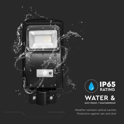 LED dimmbare Solar-Straßenleuchte mit Bewegungs- und Dämmerungssensor LED/6W/3,2V 6000K IP65 5000 mAh schwarz + Fernbedienung