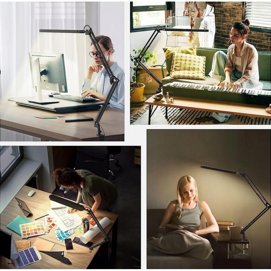 LED-Tischlampe, dimmbar, mit Touch-Bedienung, flexibel, mit Klemme LED/10W/5/230V 3000/4000/6000K schwarz