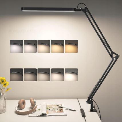 LED-Tischlampe, dimmbar, mit Touch-Bedienung, flexibel, mit Klemme LED/10W/5/230V 3000/4000/6000K schwarz