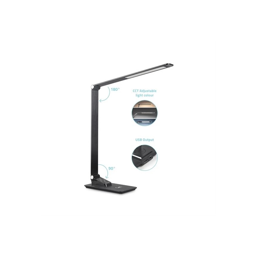 LED dimmbare Tischlampe mit USB LED/7W/230V 3000K/4000K/5500K schwarz
