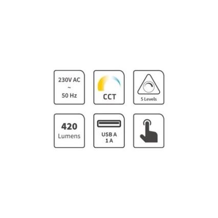 LED dimmbare Tischlampe mit USB LED/7W/230V 3000K/4000K/5500K schwarz