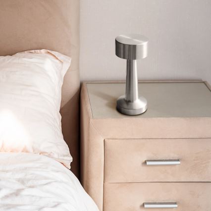 LED-dimmbare Touch-Tischlampe SIMPLY LED/5V 2700/4000/6500K 800 mAh glänzender Chrom