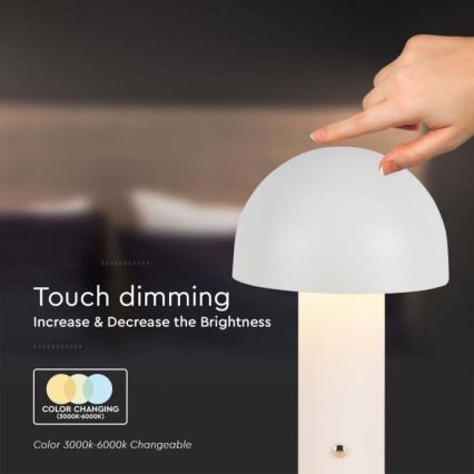 LED dimmbare wiederaufladbare Touch-Tischlampe LED/1W/5V 3000-6000K 1800 mAh weiß