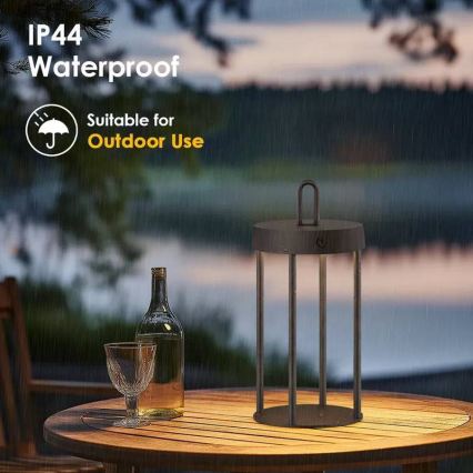 Dimmbare, wiederaufladbare Touch-Außen-Tischlampe GENTLE LED/1,5W/3,7V 3000 mAh IP44 schwarz
