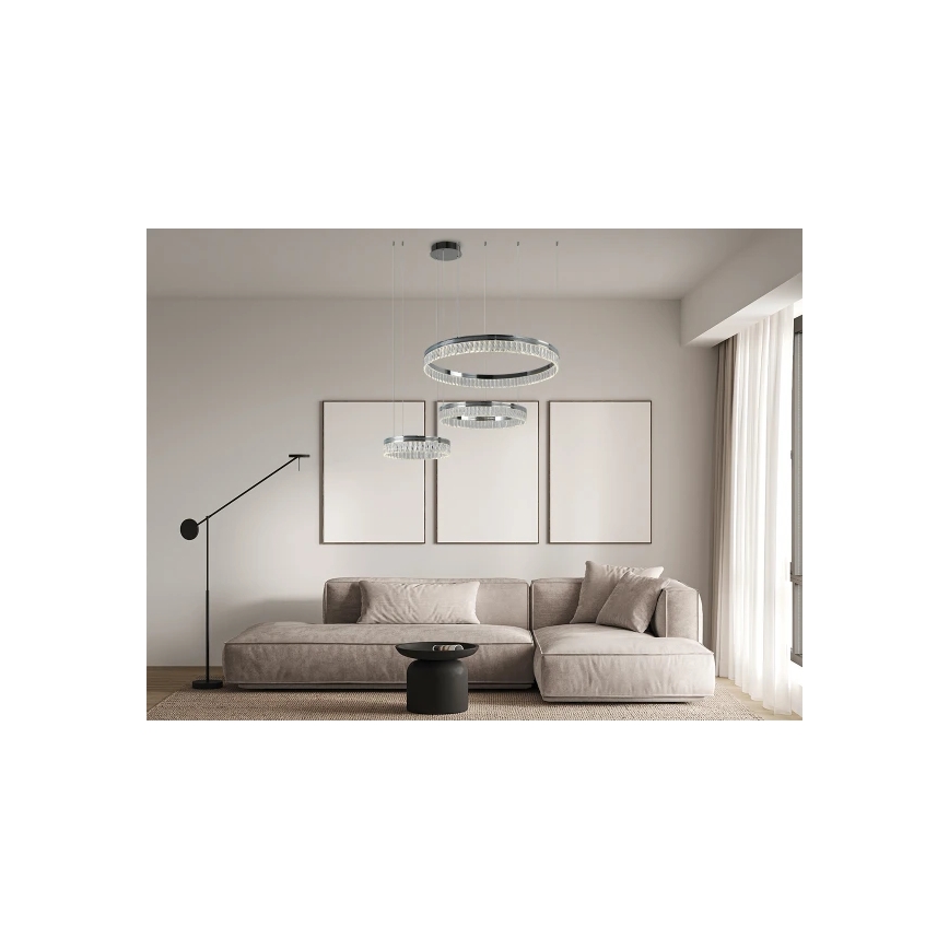 LED-dimmbarer Kristall-Pendelleuchter an Stahlseil THALIA LED/120W/230V 3000-6000K + Fernbedienung