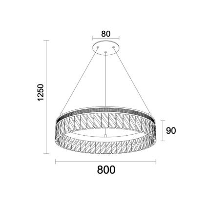 Dimmbarer Kristall-Pendelleuchter THALIA an Stahlseil LED/55W/230V 3000–6000 K Ø 80 cm + Fernbedienung