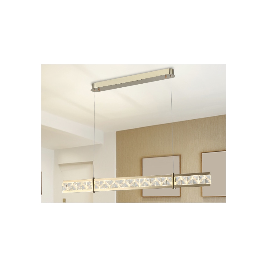 LED-dimmbarer Kristall-Pendelleuchter an Stahlseil ENRIQUE LED/20W//230V 3000-6000K + Fernbedienung