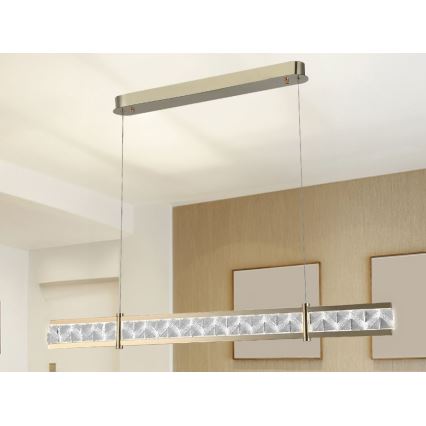 LED-dimmbarer Kristall-Pendelleuchter an Stahlseil ENRIQUE LED/20W//230V 3000-6000K + Fernbedienung