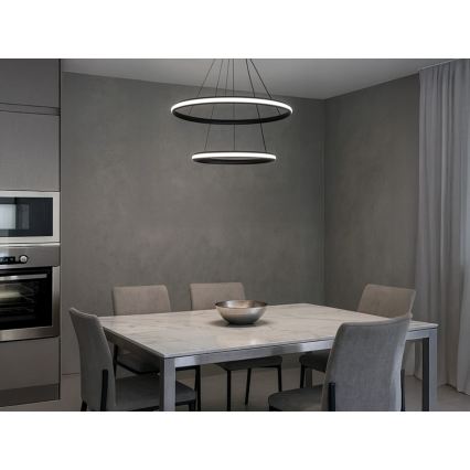LED-dimmbare Pendelleuchte mit Seilaufhängung, 90 W / 230 V, 3000–6500 K, Ø 60 cm + Fernbedienung