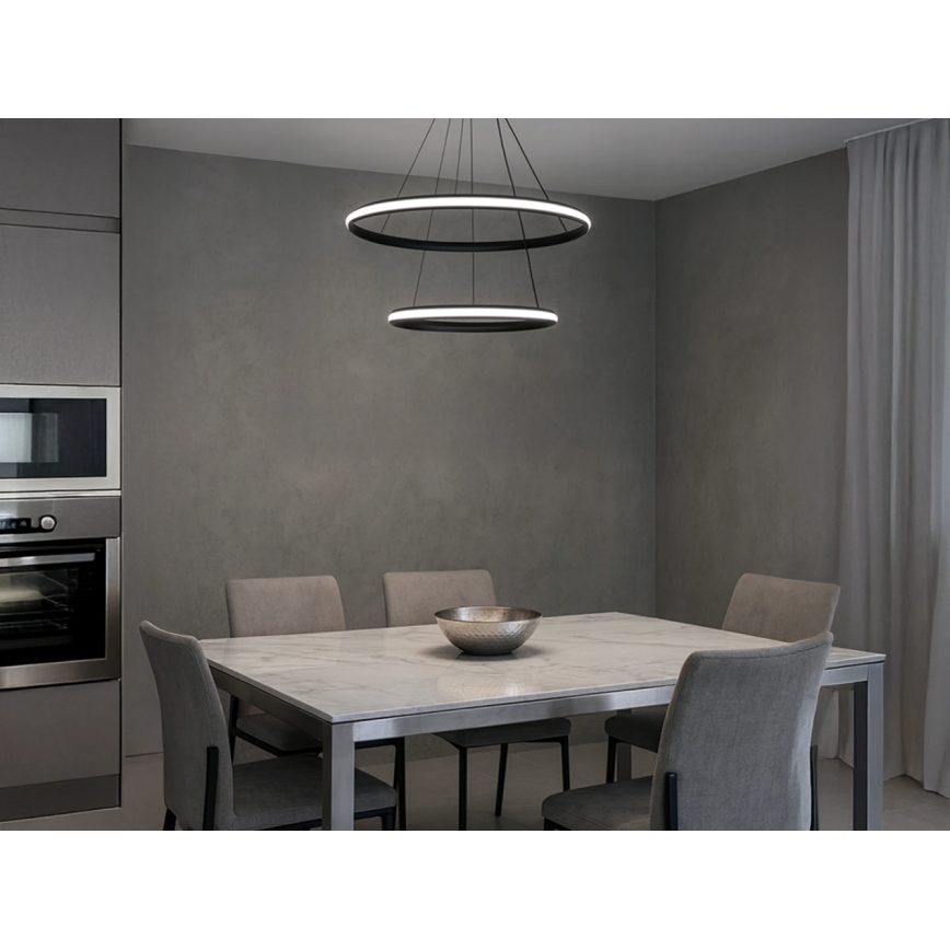 LED-dimmbare Pendelleuchte mit Seilaufhängung, 90 W / 230 V, 3000–6500 K, Ø 60 cm + Fernbedienung