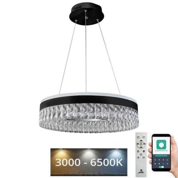 LED Dimmerabile cristallo lampadario su filo LED/90W/230V 3000-6500K nero + telecomando