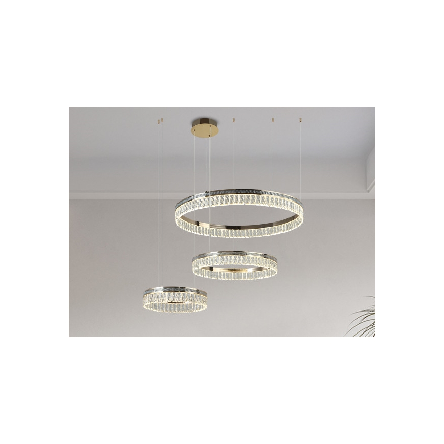 Lampadario LED dimmerabile in cristallo su cavo THALIA LED/120W/230V 3000-6000K + telecomando