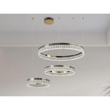 Lampadario LED dimmerabile in cristallo su cavo THALIA LED/120W/230V 3000-6000K + telecomando