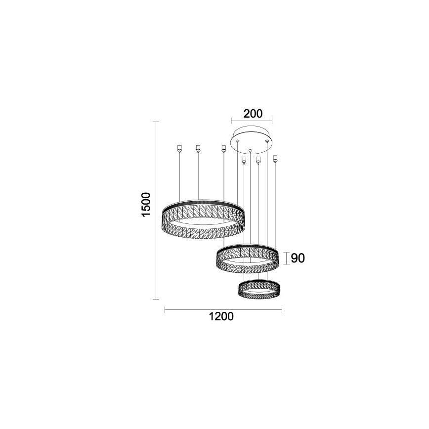 Lampadario LED dimmerabile in cristallo su cavo THALIA LED/120W/230V 3000-6000K + telecomando