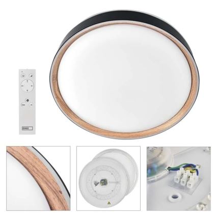 Plafoniera dimmerabile LED ILVI LED/45W/230V 2700-6500K Ø 50 cm nero/beige + telecomando