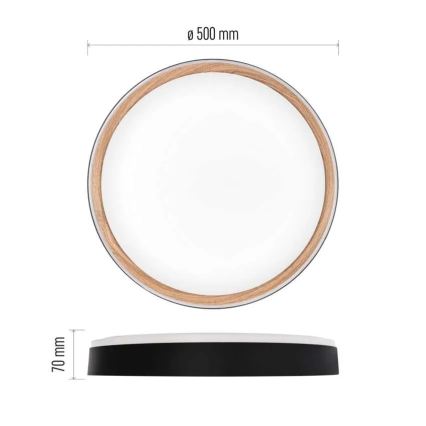 Plafoniera dimmerabile LED ILVI LED/45W/230V 2700-6500K Ø 50 cm nero/beige + telecomando