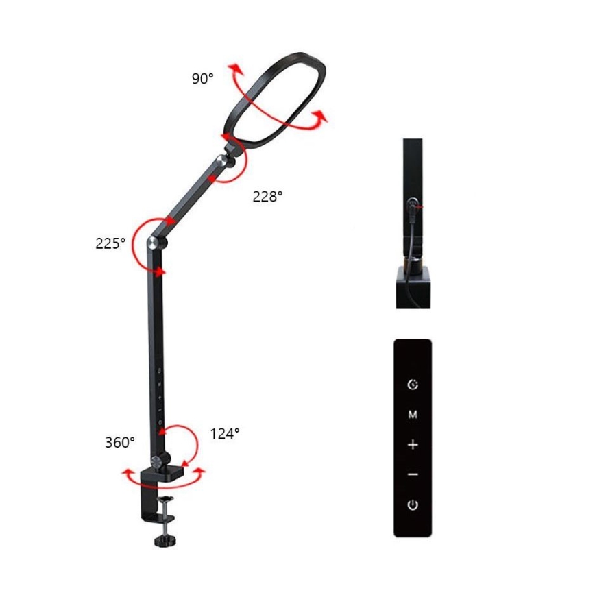 LED Dimmerabile touch flessibile lampada da tavolo POINTIQ LED/15W/230V 3000-6500K CRI 96 nero