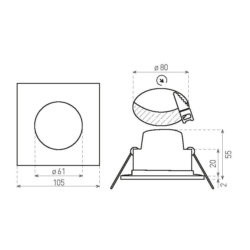 LED-Einbauleuchte für Badezimmer BONO LED/8W/230V 3000K IP65 glänzendes Chrom