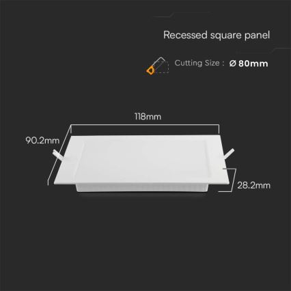 LED-Einbauleuchte LED/3W/230V 9x9 cm 4000K weiß