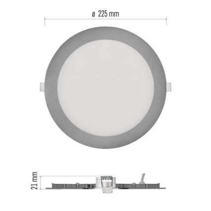 LED-Einbauleuchte NEXXO LED/18W/230V 3000/3500/4000K silber Ø 22,5 cm