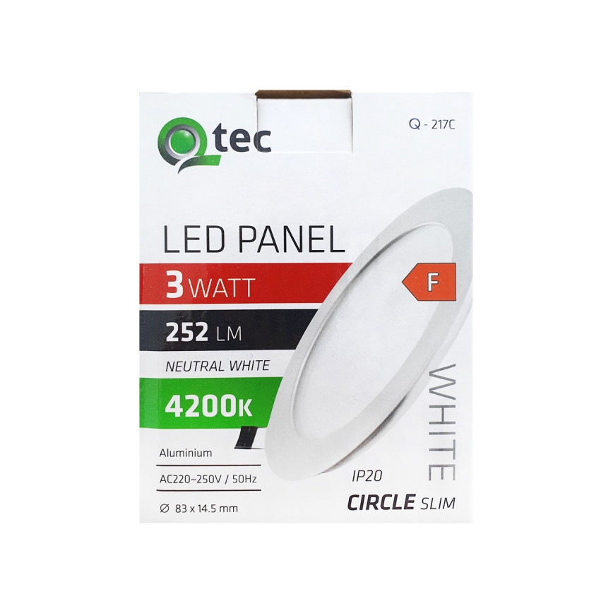 LED-Einbauleuchte QTEC LED/3W/230V 4200K d 8,3 cm