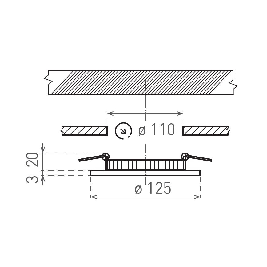 LED-Einbauleuchte VEGA LED/6W/230V 2900/3900/5800K d 12,5 cm schwarz